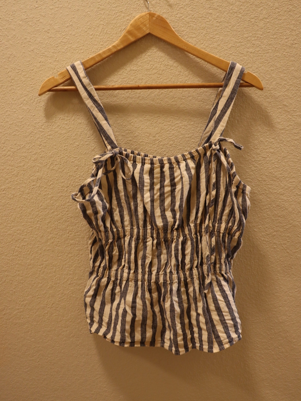 Universal Thread Navy and White Striped Smocked Tank
